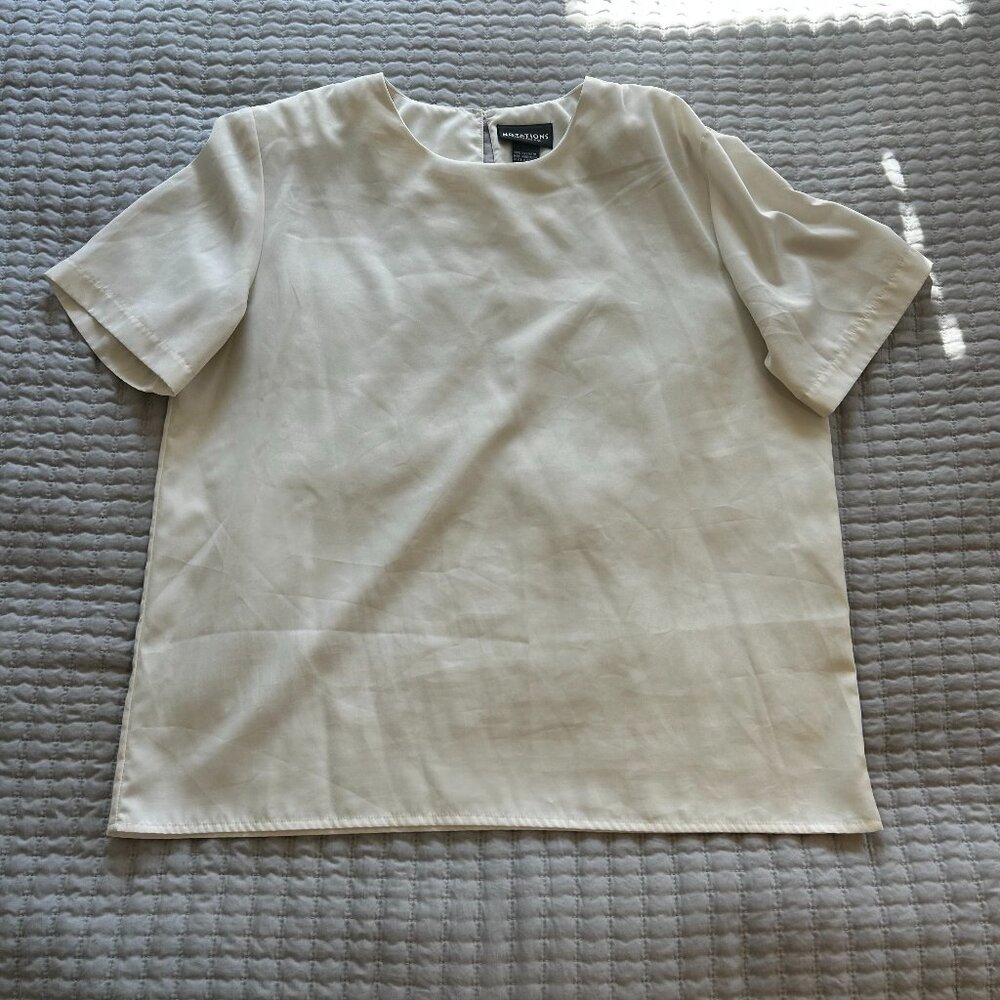 Notations Women’s Blouse Top Creamy White Size L Soft Staple Workwear Versatile